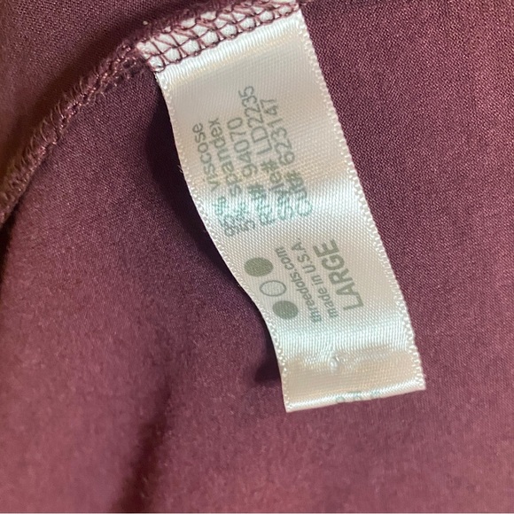 Three Dots Deep Red Long Sleeve Wrap Top - Picture 6 of 8